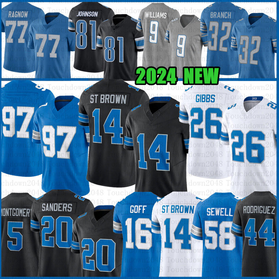 Amon Ra St Brown Sam LaPorta Football Jersey David Montgomery Jared Goff Jahmyr Gibbs Brian Branch Jameson Williams Penei Sewell Dan Jack Campbell