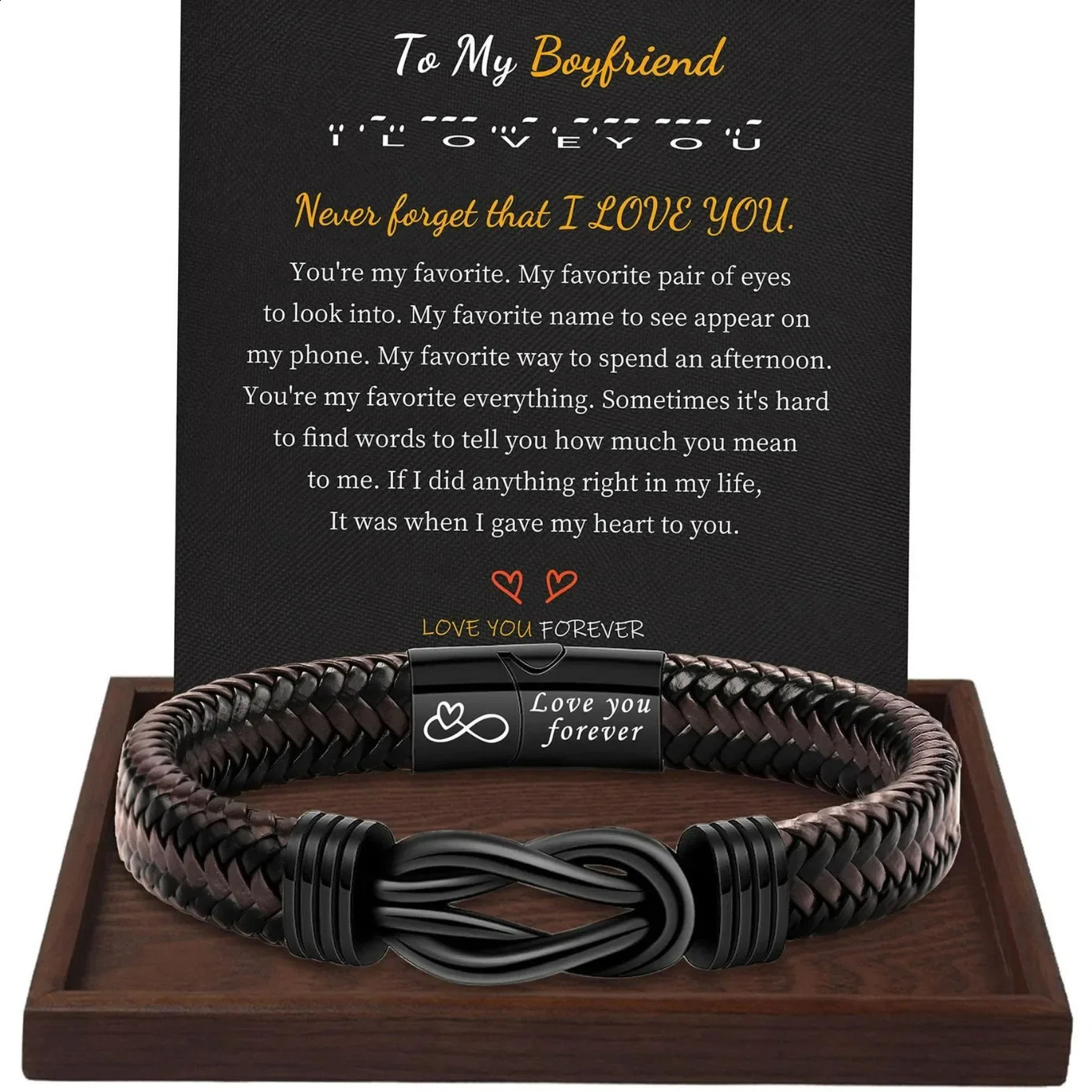 Stainless Steel Leather Bracelet To My Son Grandson Dad Braided Jewelry for Men Festival Gift Row Magnetic Closure 241119