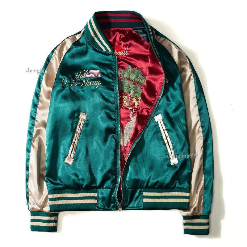 Men's Jackets Japan Yokosuka Embroidery Jacket Men Women Fashion Vintage Baseball Uniform Both Sides Wear Bomber