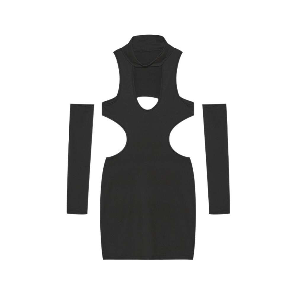 Spring/summer 2024 New Solid Color Sexy Hollow Hanging Neck Tight Wrapped Hip Dress F41925 ddmySept