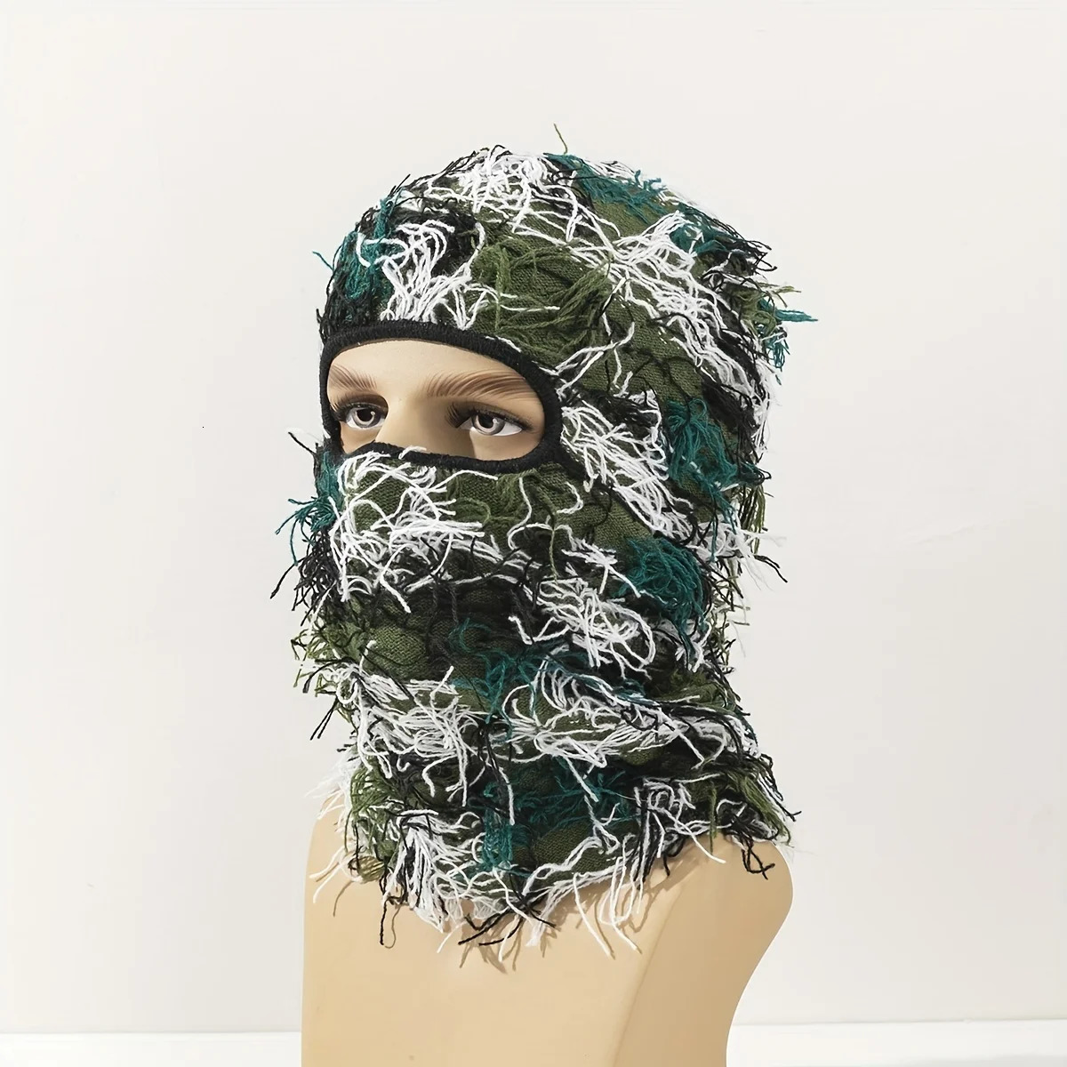 Hip Hop Tassel Balaclava Full Cover Ski Mask Trend Knitted Camouflage Headgear Unisex Y2K Knit Hat Face Mask For Women Men 240419