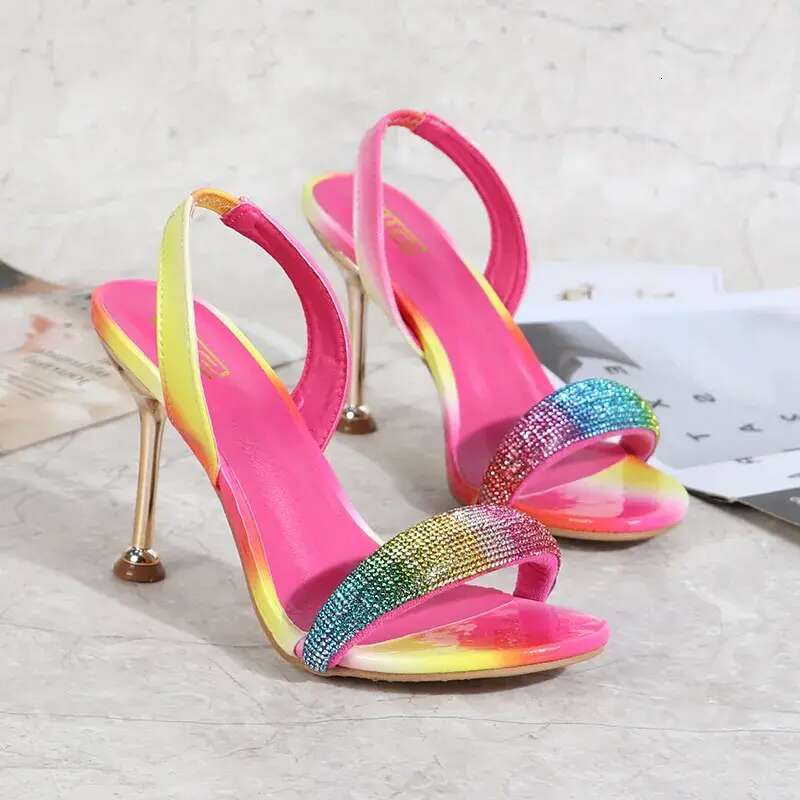 Low Sandals Woman Leather Shoes Lady 2023 Clear Heels Large Size All-Match Suit Female Beige Low-heeled Stiletto New Elastic Ba 2995