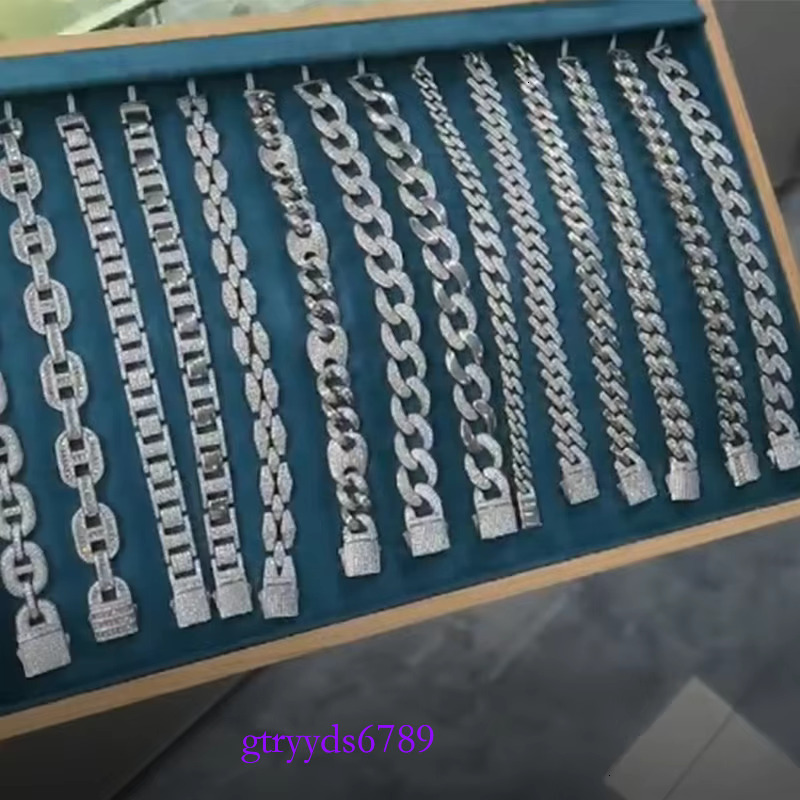 Tennis Bracelet Sterg Sier Iced Out VVS D Color Moissanite Dia Cuban k Chain Setor Men Women Jewelry 2g