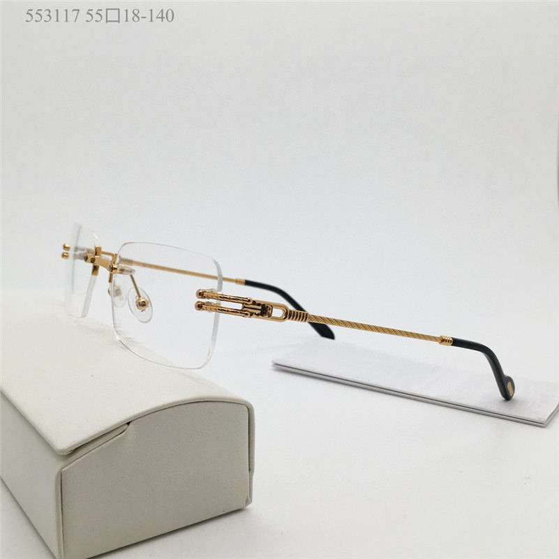 New fashion design classic optical glasses 553117 rimless square lens simple shape men and women business style light and easy to wear eyewear
