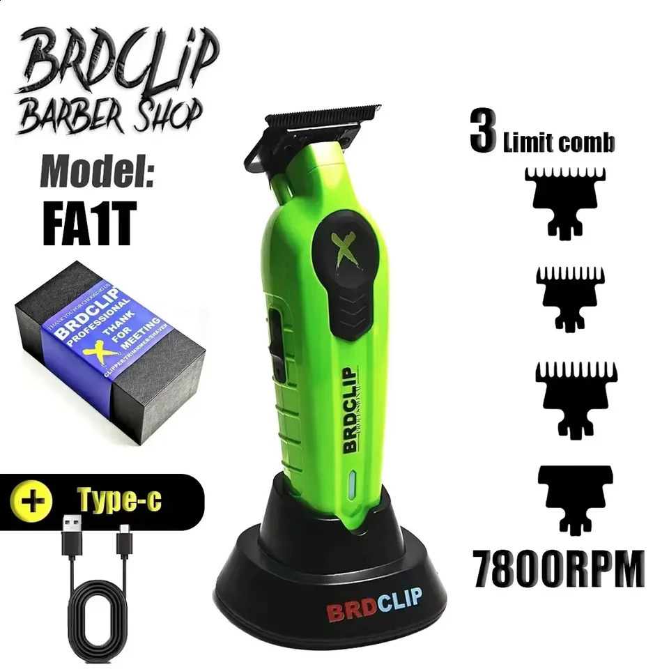 The BRDCLIP FA1T green professional barber carving gradient finishing machine with charging stand electric shearing machine 241119