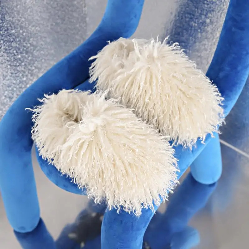 Fashion Warm Streetwear fur shoes Outdoor Furry Faux Fox Fur Fashion Shoes Y2K Woman Plush Thick Bottom Bottes 241118