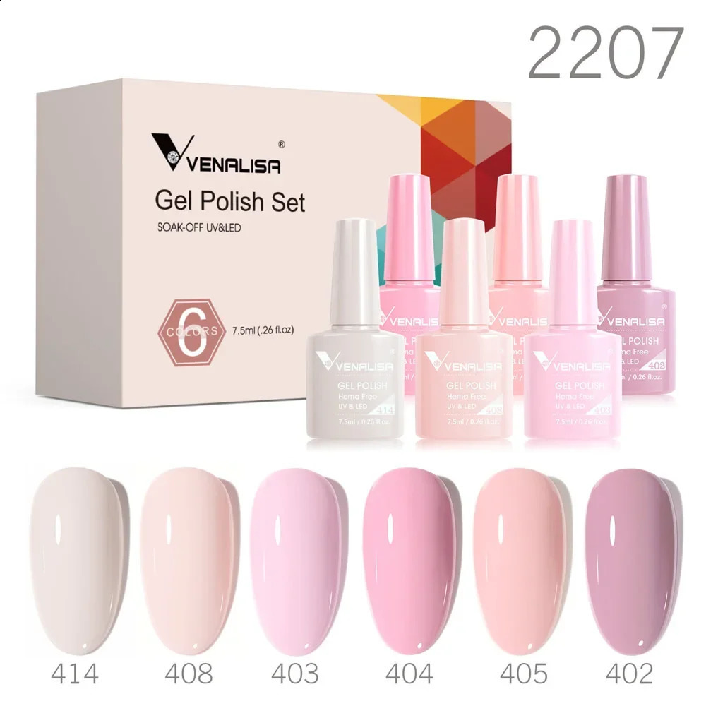 Venalisa gel nail polish 6/12 pieces/set of color rubber based jelly pink natural color series nude series VIP set neon light summer gel 241119