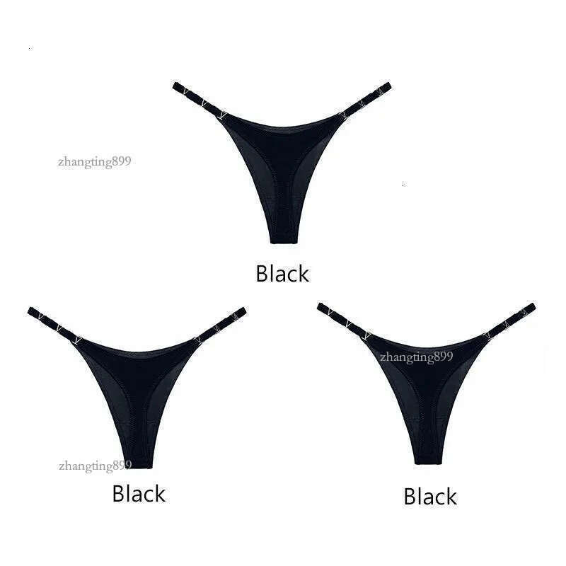 Women's Panties 3 Pcs Thongs Metal Luxury Ice Silk Sexy Underwear Fitness Low Waist Satin Sex String Seamless Briefs