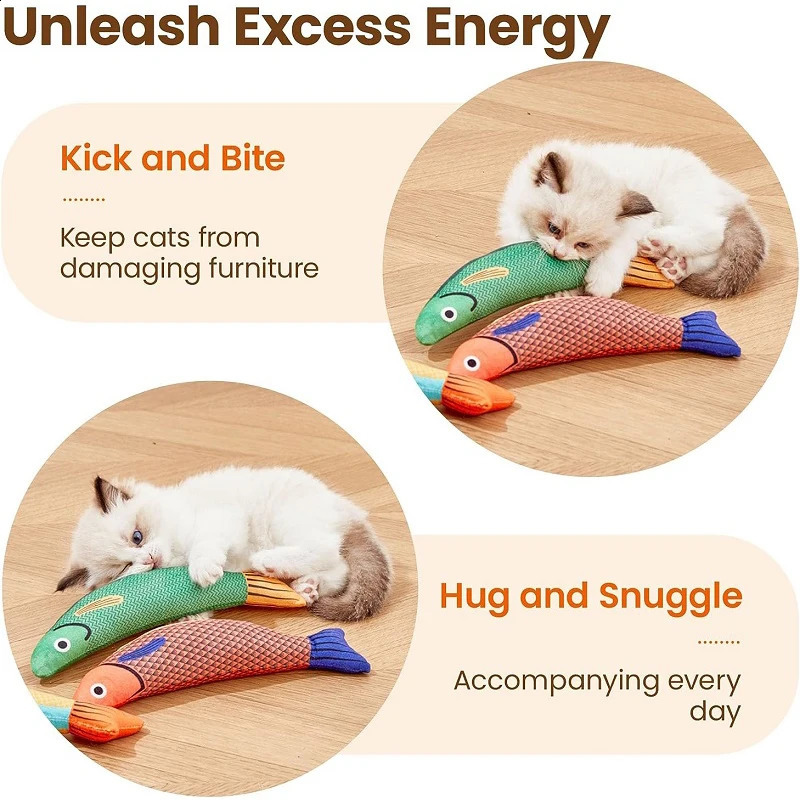 Cat Toy Claw 3D Simulation Fish Goldfish Kitten Pillow Interactive Sound Chewing Plush Supplies 250312