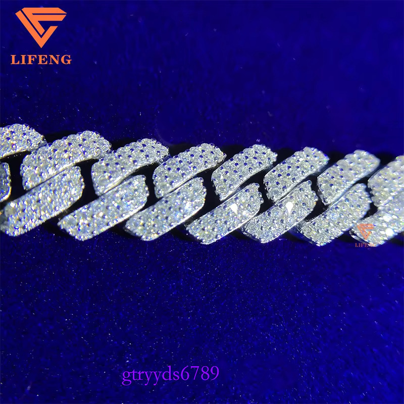 Wholesale 10-14mm Moissanite Fine Jewelry Custom Hip Hop VVS Cuban k Chain Sterg Sier Bracelets Bangles Men Women