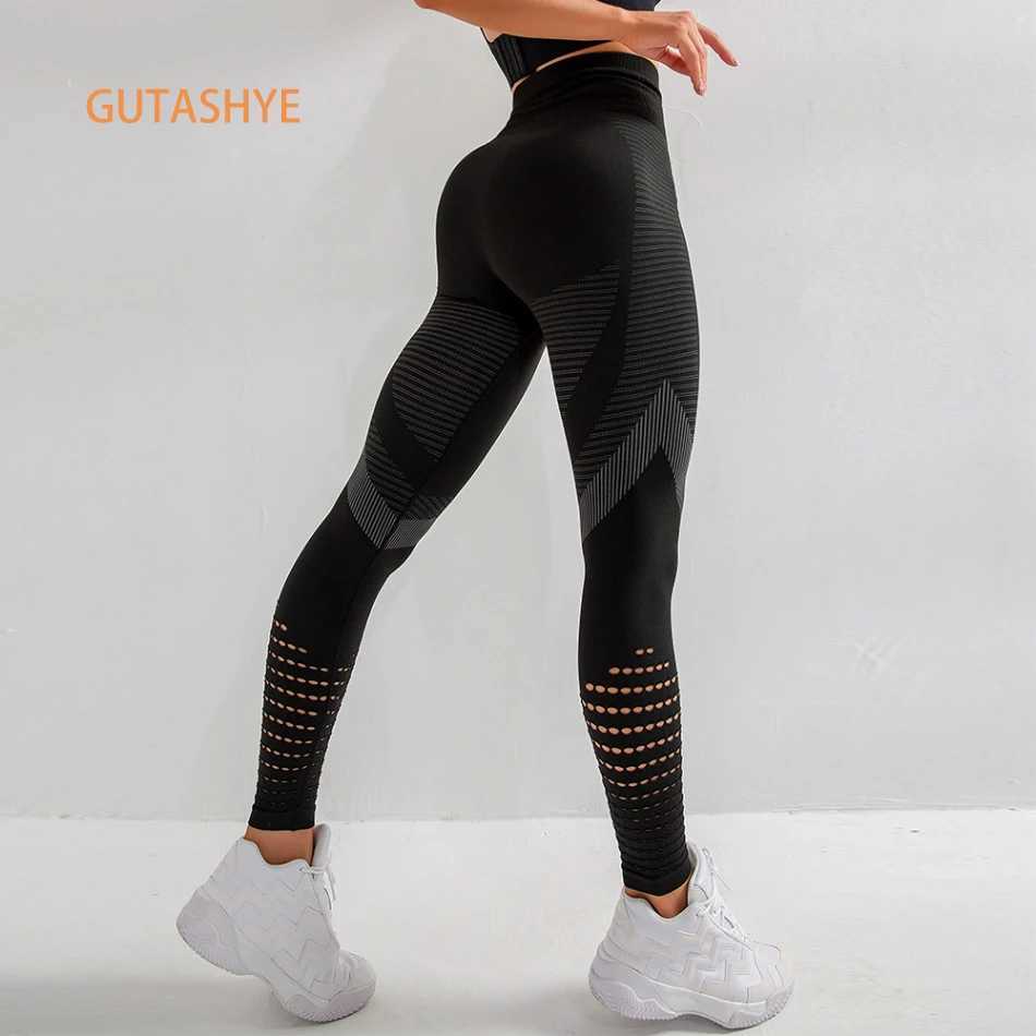 GUTASHYE - High waisted waist sitting posture yoga pants push ups tight exercises abdominal control gym sportswear M241119