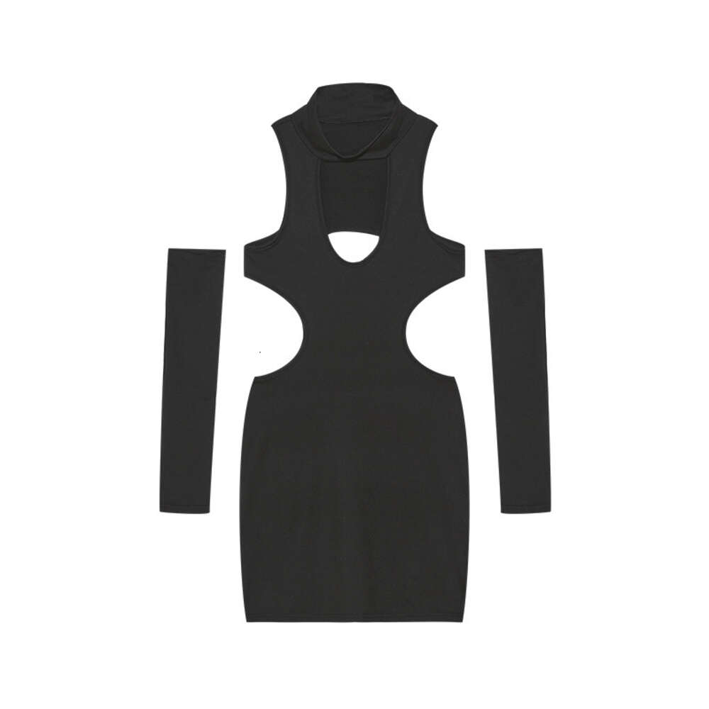 Spring/summer 2024 New Solid Color Sexy Hollow Hanging Neck Tight Wrapped Hip Dress F41925 ddmySept