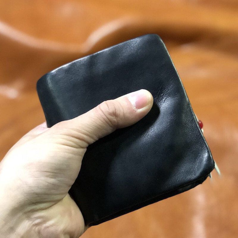 Simple Genuine Leather Men's Black Short Wallet Casual Natural Soft Real Cowhide Daily Card Holder Coin Purse Business Style BagVoyage