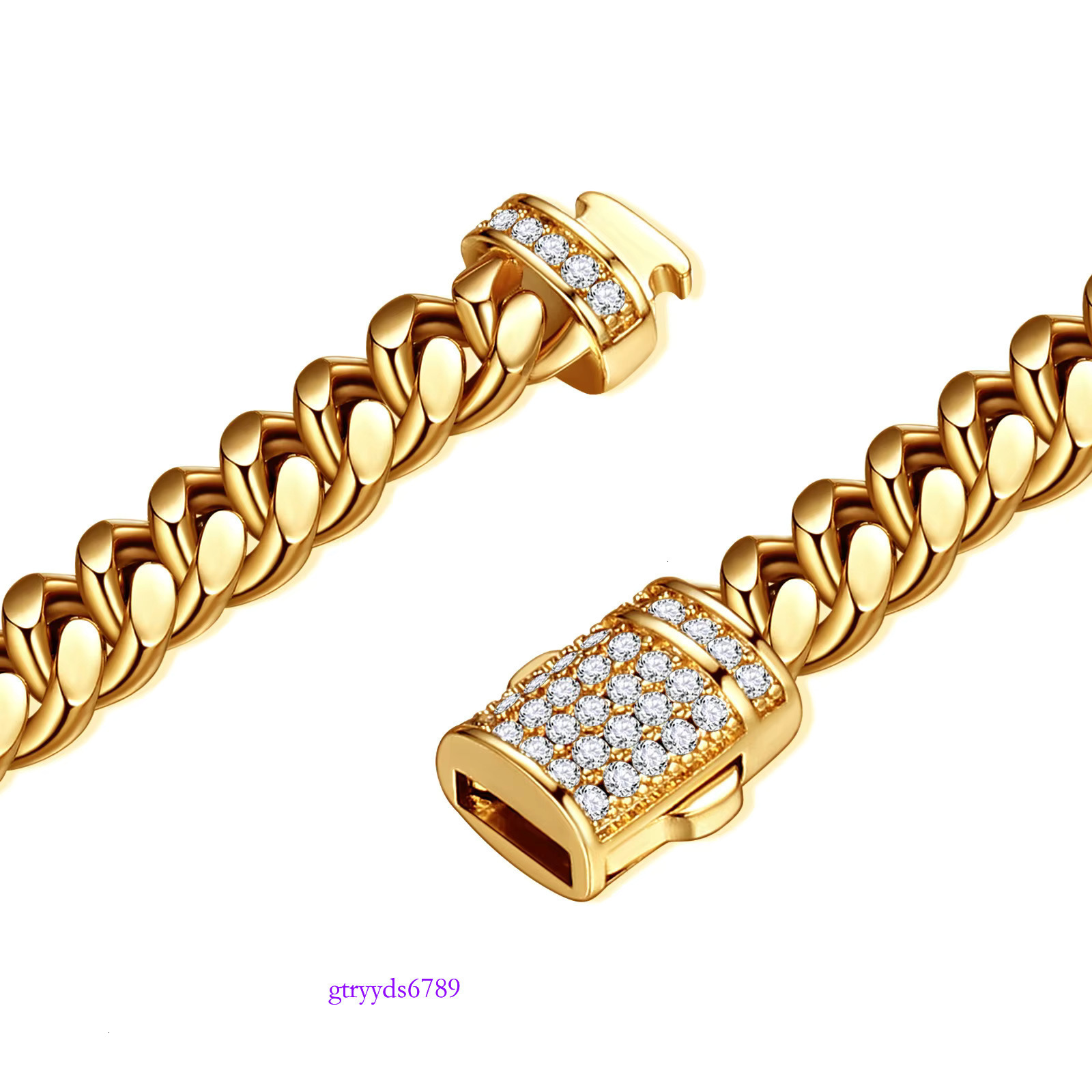 6-14mm Width Gold Plated Stainless Steel Iced Out Zircon Buckle Custom Design Miami Cuban k Chain Necklaces