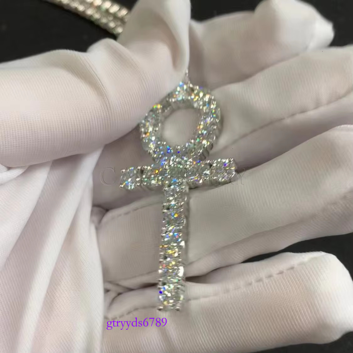 Hip hop Bg Iced Out 5mm VVS Gender Symbols Sterg Sier Moissanite Dia Ankh Cross Pendant