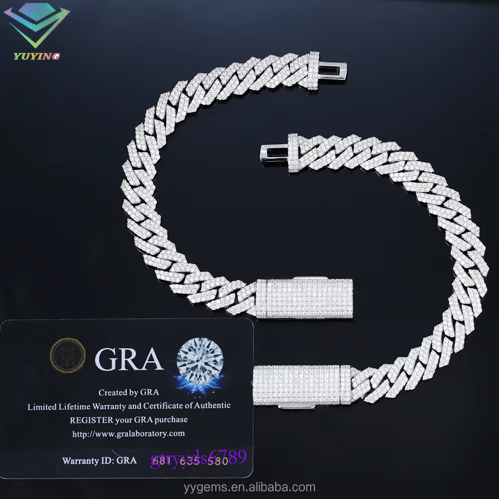 Lowest Price 8mm-15mm Wide 2rows Dia S Sier Gold Plated Iced Out Moissanite Bracelet for Hip hop Mens