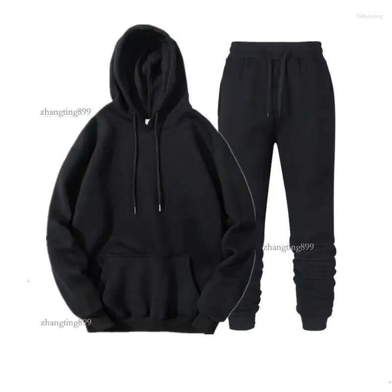 Men's Hoodies 2024 Tracksuit Men Brand Male Solid Hooded Sweatshirt Pants Set Mens Hoodie Sweat Suit Casual Sportswear S-3XL