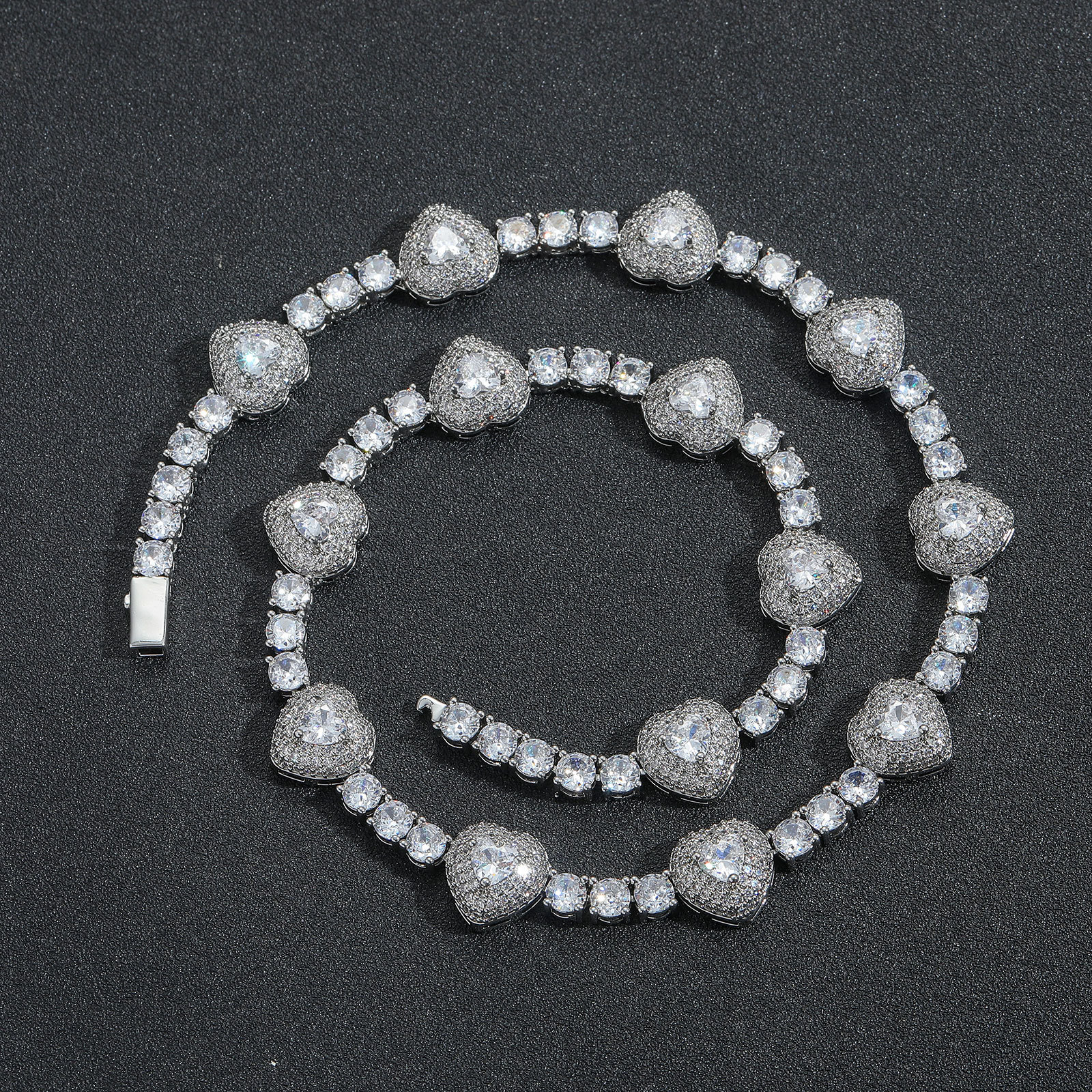 Hip Hop Love Heart Tennis Chain Necklace TopBling 5A Zircon Choker Women Mens Couple Jewelry Gift