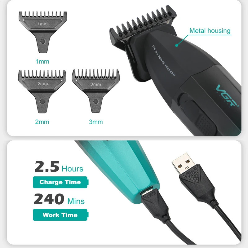 Original VGR 0mm metal free electric beard trimmer suitable for mens body and facial electric hair clippers rechargeable 241119