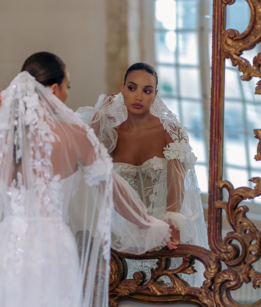 Beautiful Beading 3D Flowers Off Shoulder Full Puff Sleeves Sweetheart Mermaid Wedding Dress Beading Appliques Lace Decathable Train 2 In 1 Trumpet Br