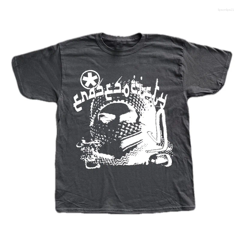 Designer Men's Y2K Cotton T-shirt Grunge Goth Haruku Pattern Printed Round Neck T-shirt Hip Hop Street Loose Short Sleeve Punk Retro Top