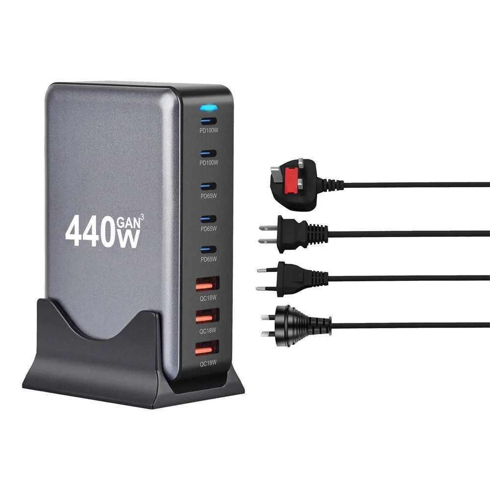 New 440W Gan Quick Charger 3.0 USB Type C Quick Charger Mobile 8-Port 5C3A PD Charger Easy to Carry Tablet Charger Y241119