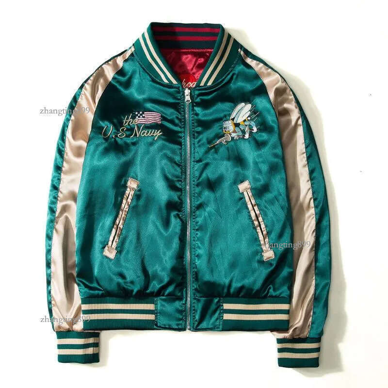 Men's Jackets Japan Yokosuka Embroidery Jacket Men Women Fashion Vintage Baseball Uniform Both Sides Wear Bomber