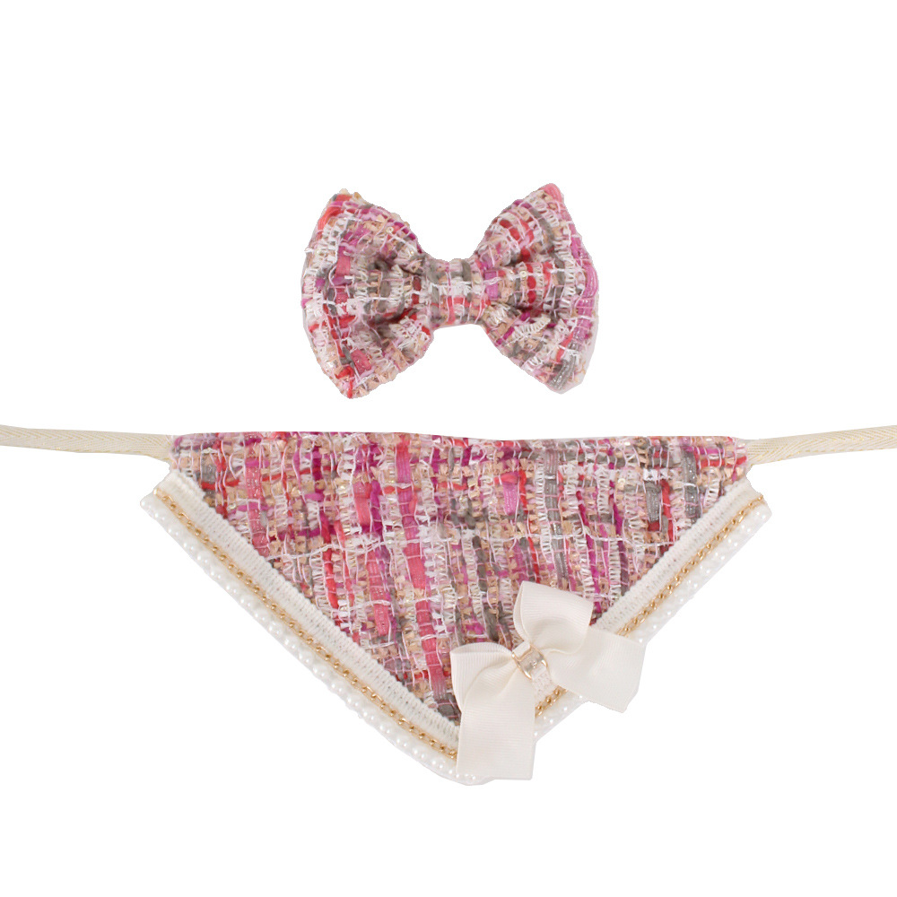 Luxury Dog Bandanas and Hair Bow, Princess Dog Wedding Bandana, Soft Durable Fabric Bibs Kerchief Scarfs, Adjustable Fit. Designs for Small Medium Dog