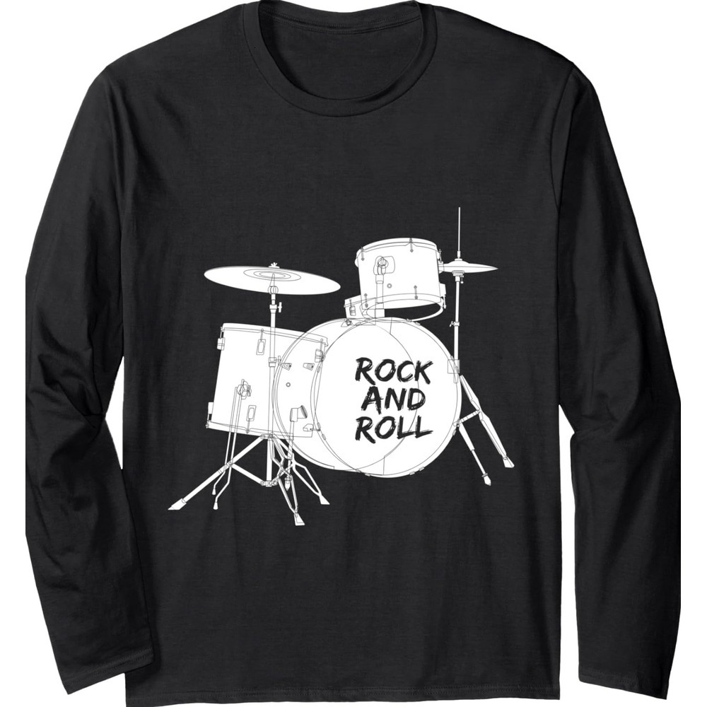 Long Sleeve Shirts for Men sweatshirt Rock And Roll Bass Drums Cool Rock Fan Long Sleeve Tee Streetwear Casual tops clothes cool fashion