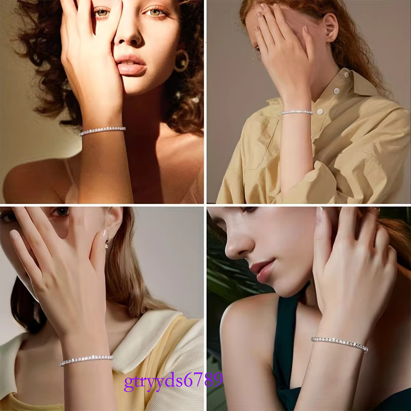 fine jewelry vvs moissanite chain 2mm 3mm 4mm 5mm sterg sier white gold women men gra lab dia tennis bracelet