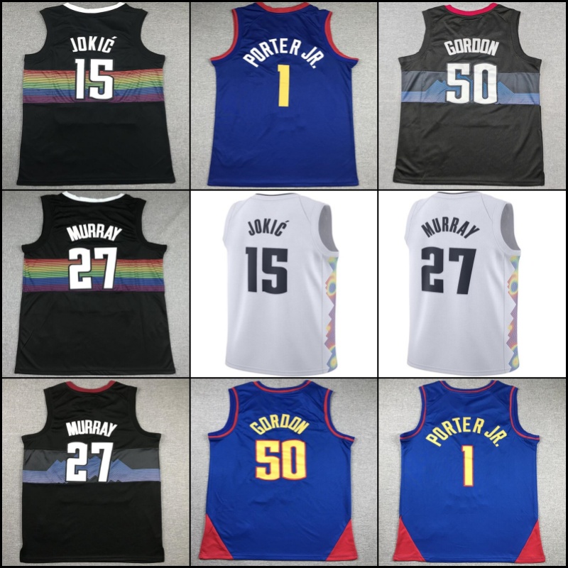 Nikola Jokic Jamal Murray 15 57 Basketball Jerseys Mens Carmelo Anthony Dikembe Mutombo 2024 City Aaron Gordon Retro Shirt Michael Porter Jr.