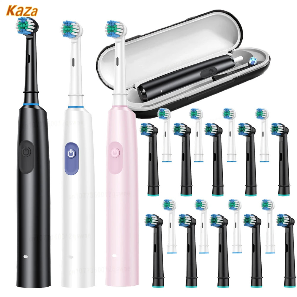 Electric Toothbrush Rotary Rechargeable Electric Tooth Brush for Adults Rotating Electric Teeth Brush with 8 Replacement Heads 241118