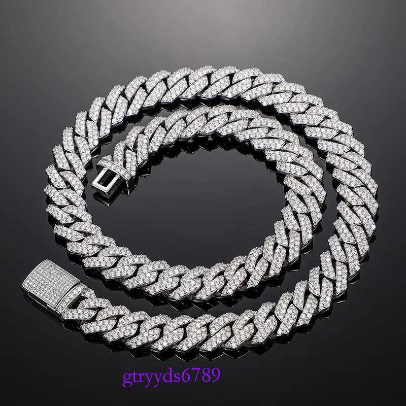 Dropshipping Cheap Price Hip Hop Men Jewelry 14mm Sterg Sier VVS Moissanite Dia Iced Out Cuban k Chain Necklace