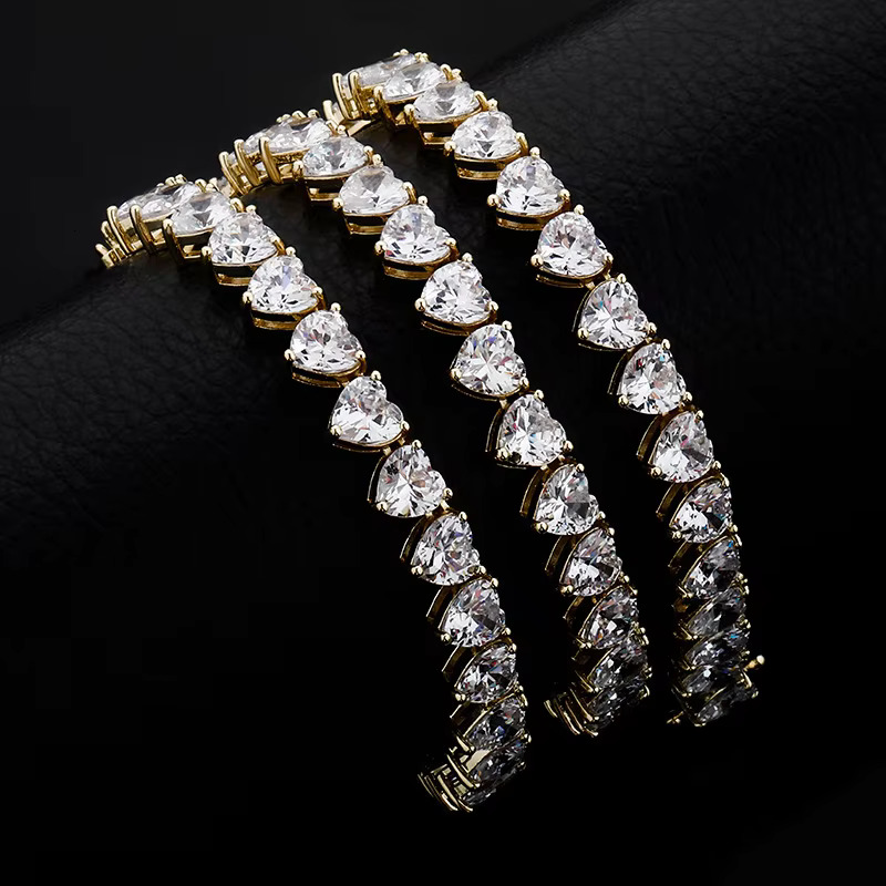 New Arrival 6mm Shape Dia Fine Jewelry Lovely Heart CZ Tennis Chain Fashion Necklaces For Women Free shipping Free shipping