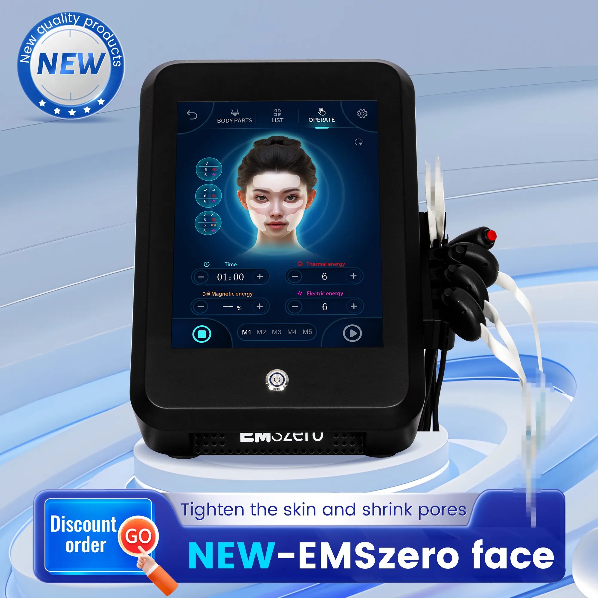 Newest 5 IN 1 Ems Machine Muscle Stimulator Face Care Wrinkle Ems Machine Beauty Salon Forehead Tighten Face Lifting Ems Cleaning Face Lines Machine