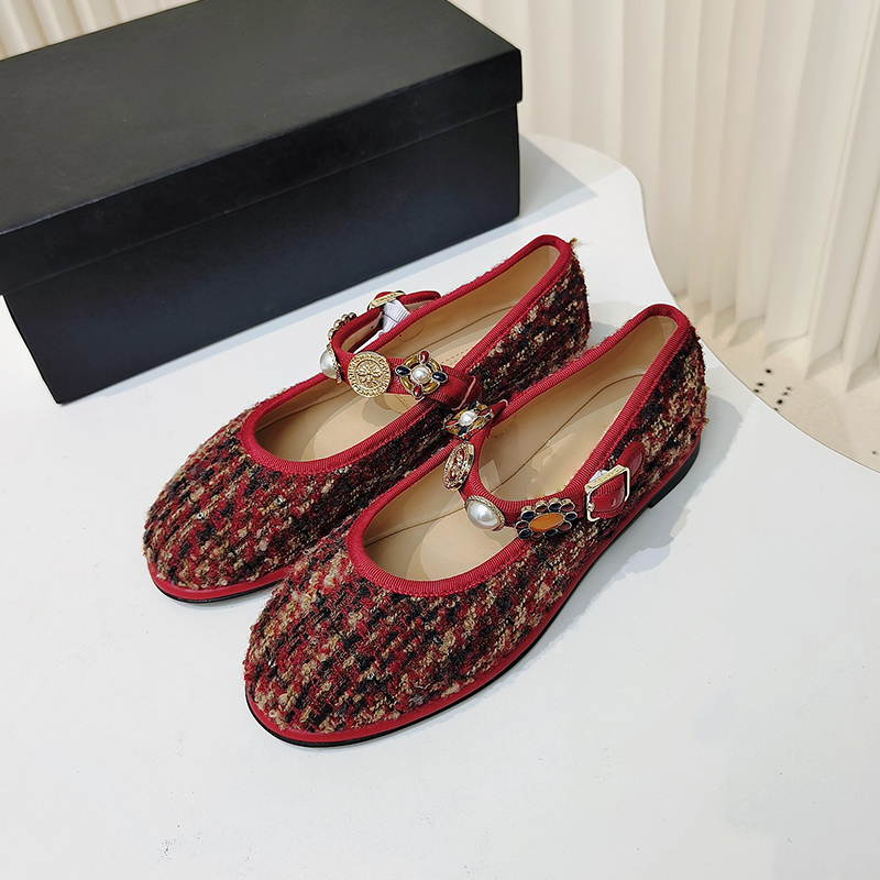 Designer Shoes Mary Jane Ballet flat shoes chunky block Heels Sandals Gladiator Flat women's luxury Brand Leather factory footwear with box