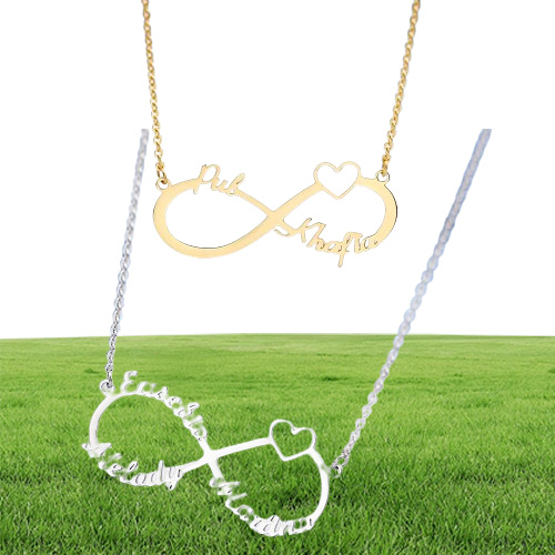 Silver Personalized Custom Name Infinity Necklace Men Women Kids Child Friendship Christmas Family Jewelry Friend Gift