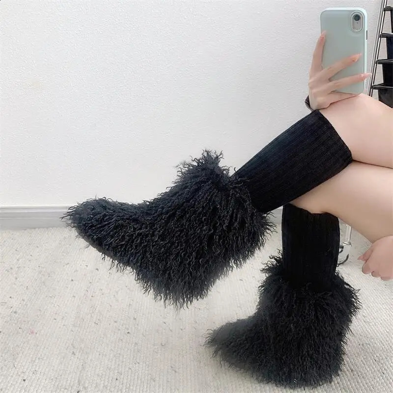 Chic Harajuku Y2k Fashion Fluffy Furry Snow Boots Women Winter Thick Warm Outdoor Fur Boots Cute Lotita Boot Shoes 241118