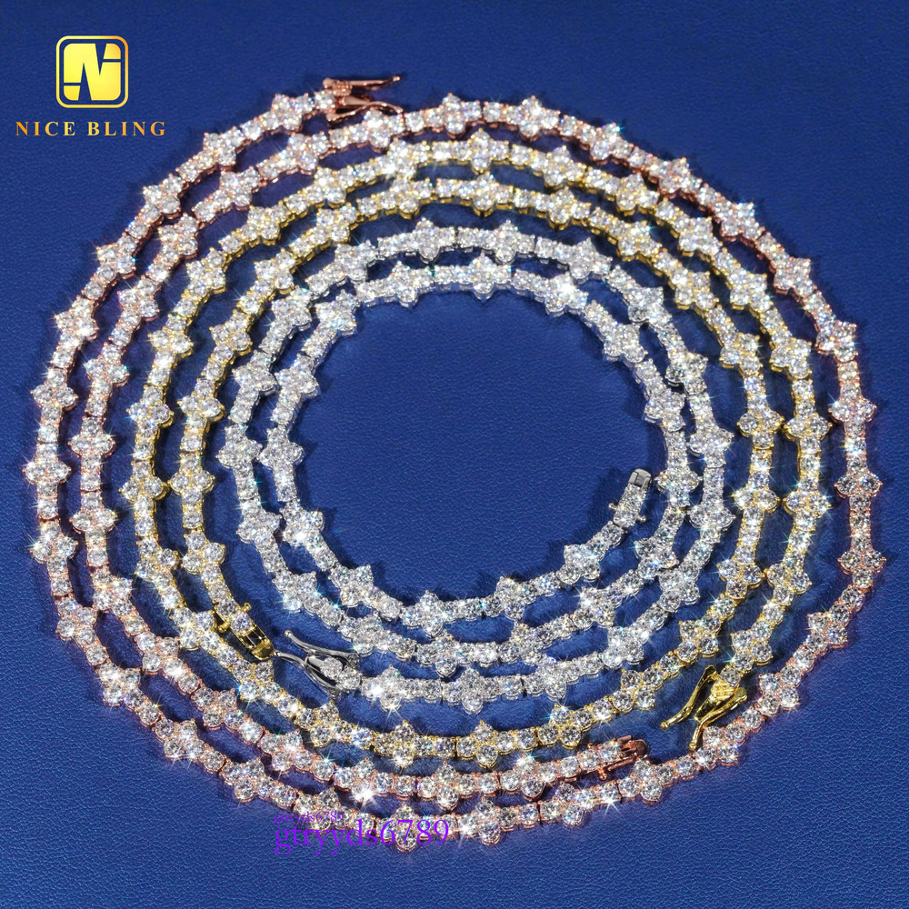 New arrival moissanite chain 4MM cross tennis necklace hiphop fashion dia chains Sterg sier