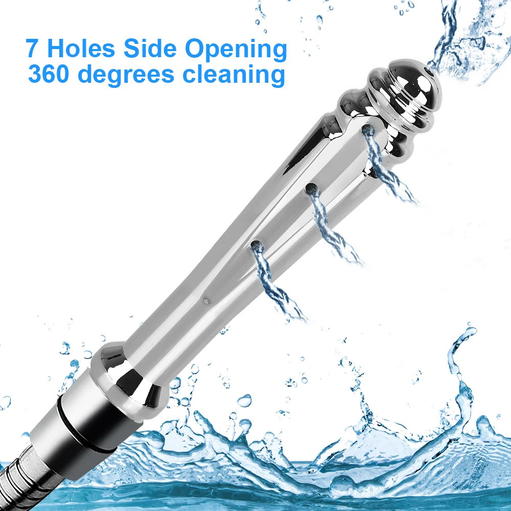 7 Holes Metal Anal Washer Nozzles Butt Plug for Women Vaginal Shower Men Anus Cleaner Enema Douche Sex Toys Couple Games 240325