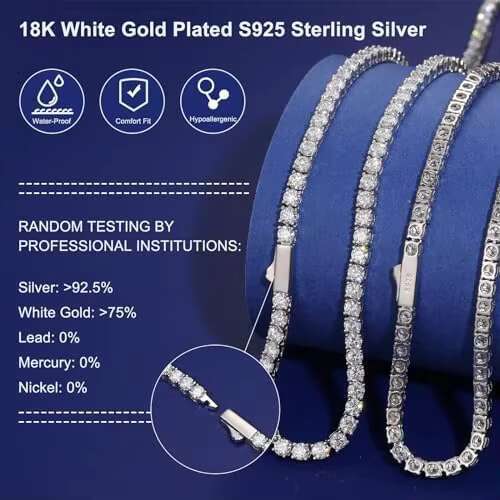 12.4Ct-43.8Ct D Color Vvs1 Cut Moissanite Tennis Necklace White Gold Plated Sterg Sier Chain Lab Created Dia