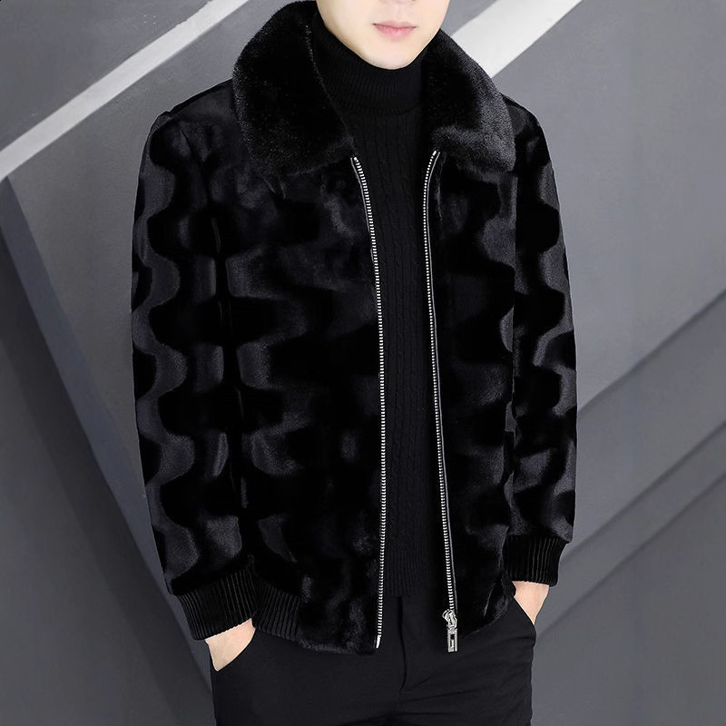 Golden mink fur Haining fur mens winter new item lapel mink coat whole mink thick mink fur jacket mens coat 231205