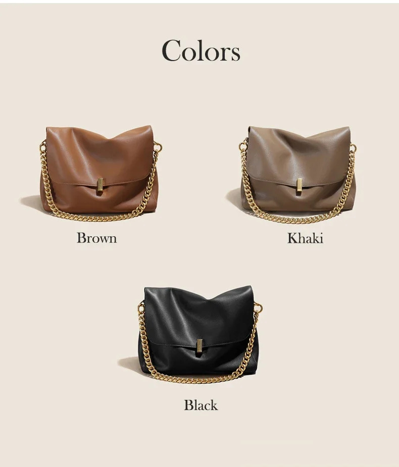 Large Korean Cow Flap Shoulder Chain Bag Solid Genuine Leather Female Crossbody Handbag Messenger Genuine Leather BagVoyage