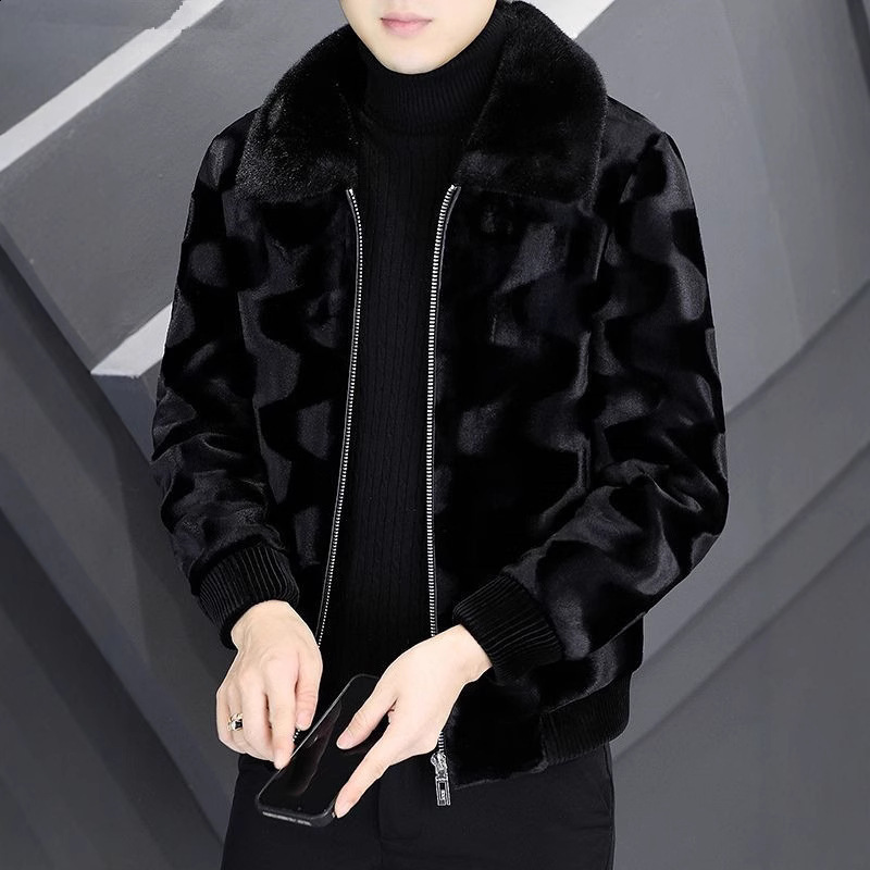Golden mink fur Haining fur mens winter new item lapel mink coat whole mink thick mink fur jacket mens coat 231205