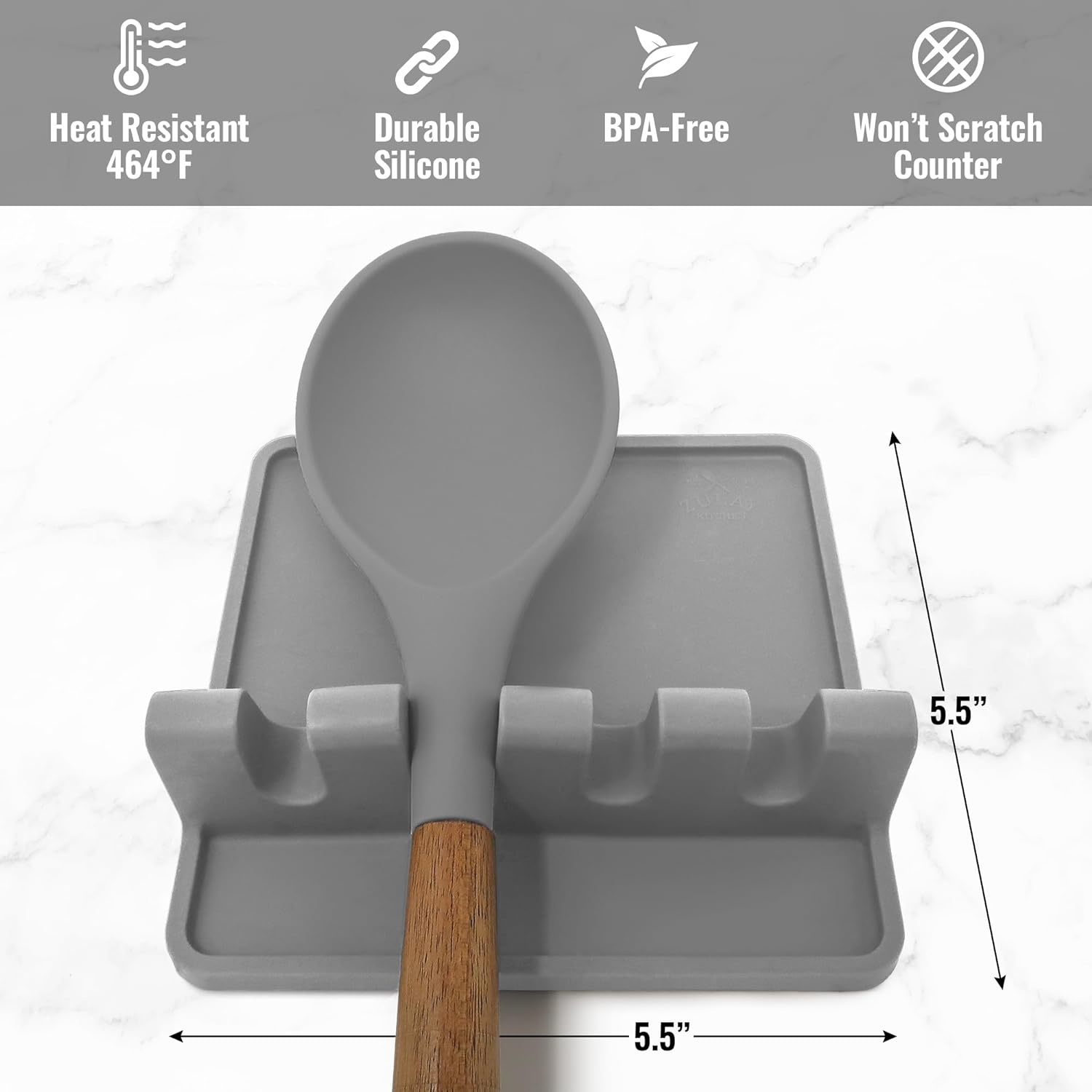 Zulay Kitchen silicone cutlery holder - BPA-free, durable spoon holder with drip pad - Heat-resistant spoon holder for stoves -kitchen counters