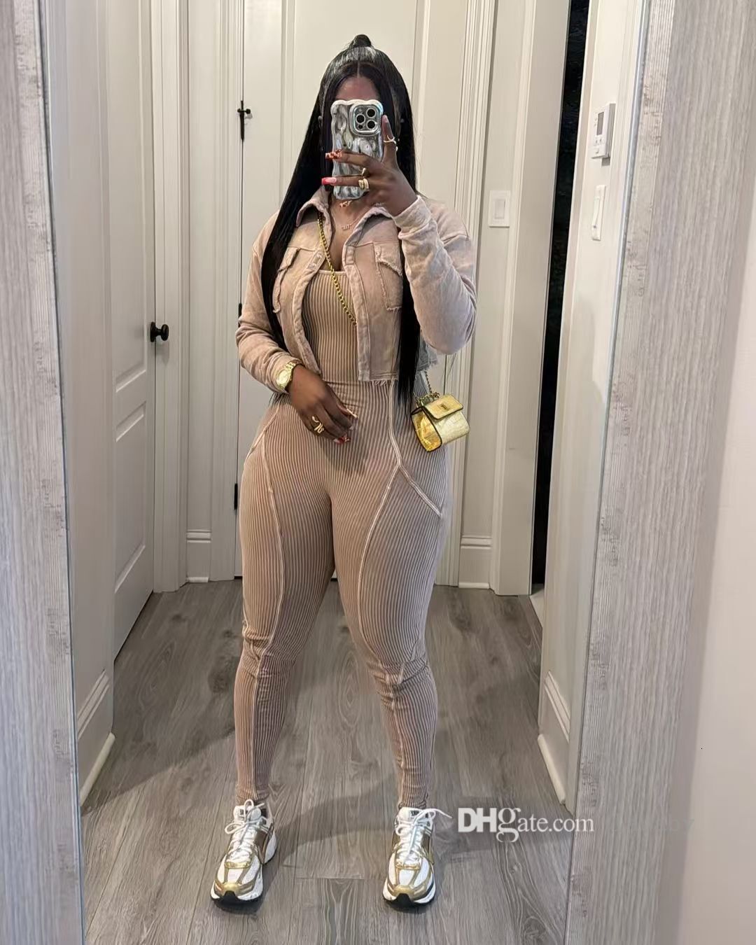 Fashion Two Piece Set Women Sexy Tights Long Pants Jumpsuit Sets Full Sleeve Bomber Jacket Coat 2024 New Vintage Casual Fitness Jumpsuits Track Suit