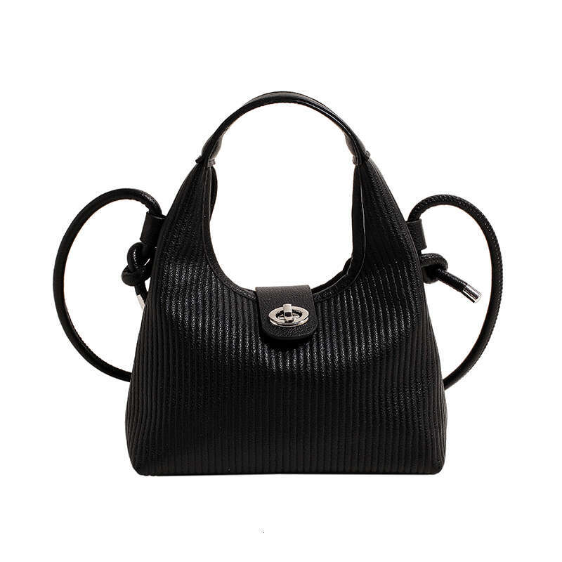Solid Color Striped Hasp PU Fashion Top-Handle 2025 High Quality for Women Hot Sale Shoulder Bags