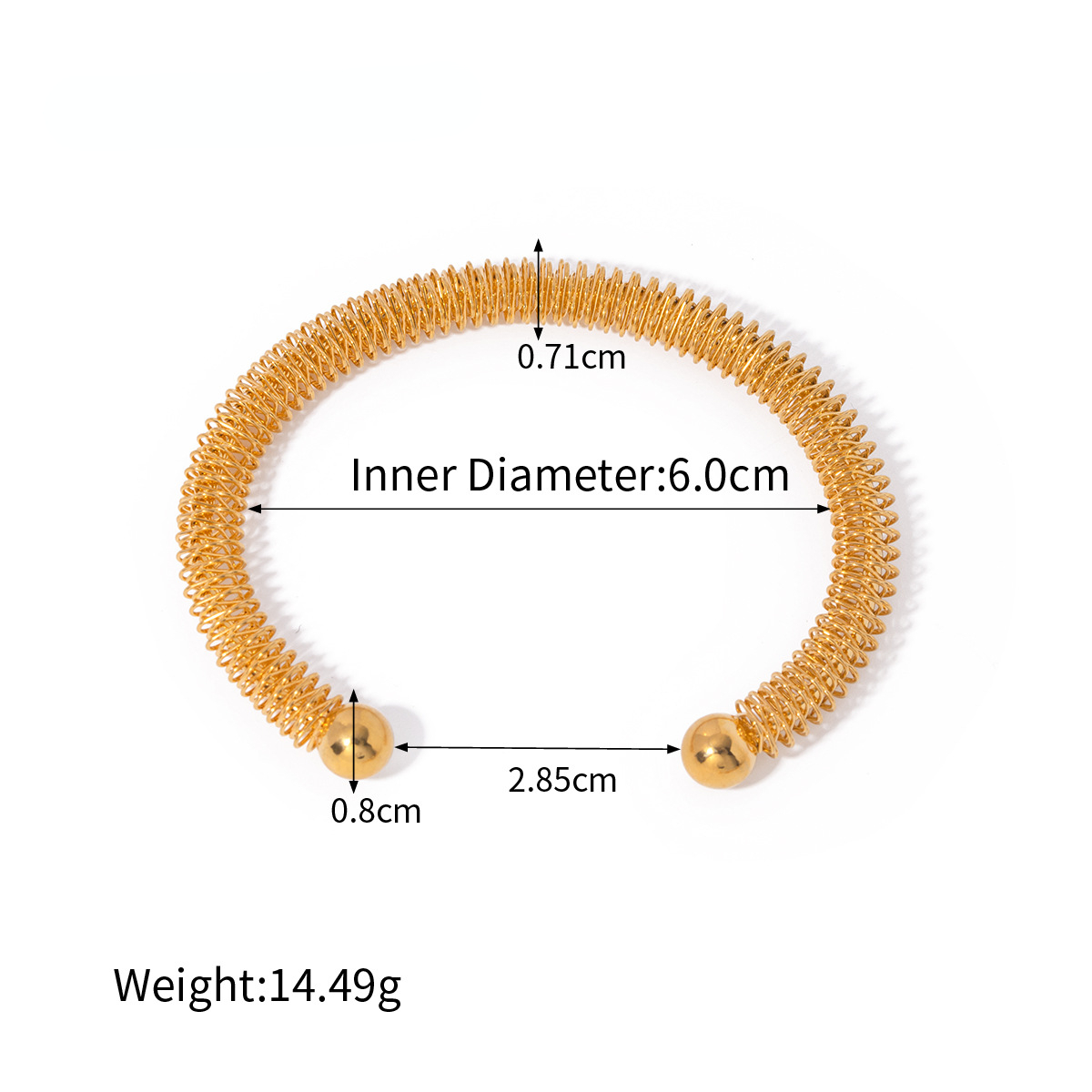 Designer Retro Open Bracelet for Women Titanium Steel 18k Gold Plated Non Fading Double Ball Wrinkle Twisted Space Line Personalized Party Jewelry