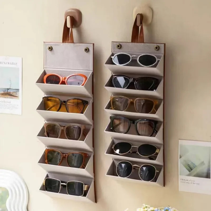 23456 Grids Sunglasses Organizer Travel Organizers Accessories Storage Box for Glasses Portable FoldableWall Hanging Case 240419