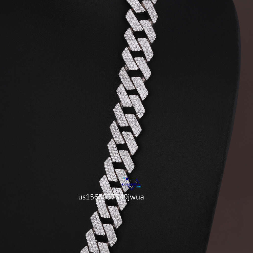 Rappers Hip Hop Jewelry Fashion 20Mm K Chain 14K White Gold Moissanite Dia Iced Out Cuban Necklace For Men